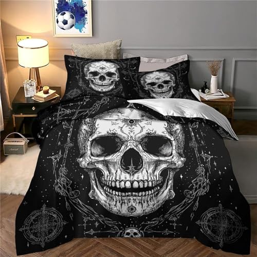 Housse de couette crâne 3D en microfibre résistante et super douce 135x200