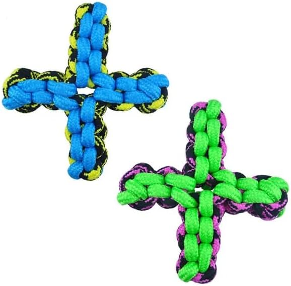 Rope Dog Toys Bright Neon Color Durable Fun Paracord Play Fetch Interactive Tugs (Set of Both Fetch Sticks)
