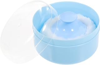 FOMIYES Body Powder Puff Case, Talcum Powder Puff Container Box, Powder Puff and Case Set for Loose Body Powder (Blue)