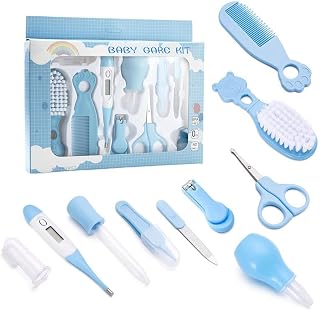 Portable Baby Healthcare & Grooming Kit for Infants | 10-in-1 Newborn Care Set with Nail Trimmer, Thermometer, Comb, Brush & Safety Scissors | Baby Shower Gift (Multicolour)