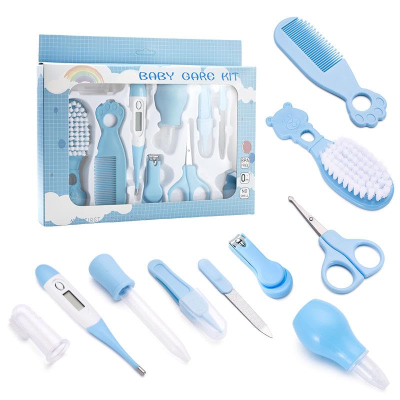 Image of Portable Baby Healthcare & Grooming Kit for Infants | 10-in-1 Newborn Care Set with Nail Trimmer, Thermometer, Comb, Brush & Safety Scissors | Baby Shower Gift (Multicolour)