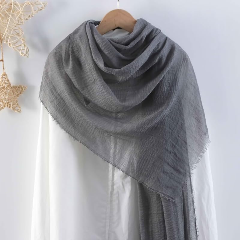 Image of Crinkled PolyCotton Scarf for Women - 180 x 90 cm Stole for Women | PolyCotton Scarf for Summers, Head Cover for Women | Lightweight Scarf for Women | Women Accessory