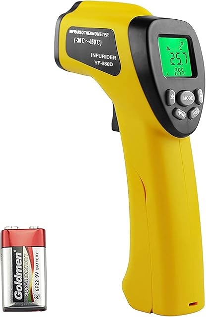 Non-Contact Digital Infrared Thermometer,INFURIDER YF-980D Laser Temperature Gun -581022 IR Thermometer Gun Gauge with Adjustable Emissivity for Cooking Pizza Oven Industrial