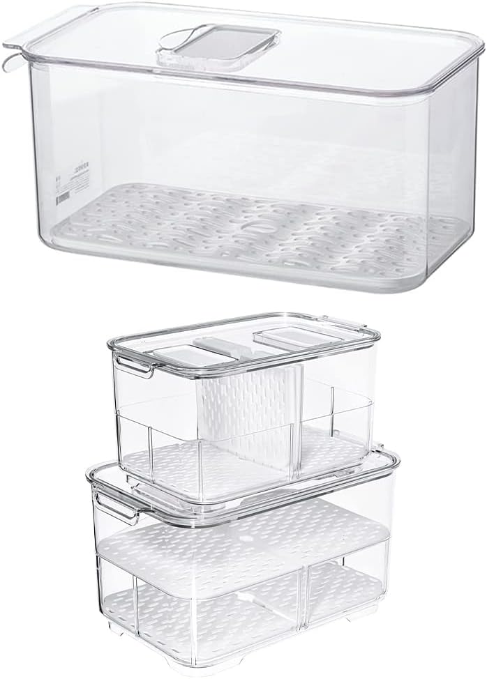 SANNO Vegetable Fruit Containers Fridge Containers,Freezer Produce Saver Refrigerator Organizer Bins Vegetable Fruit Containers Fridge Food Storage Produce Saver