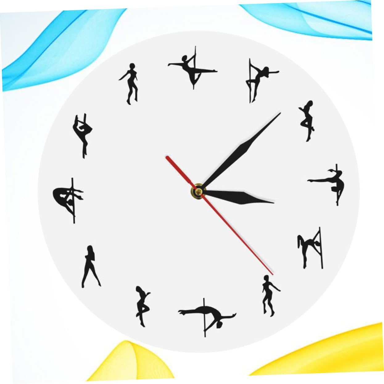 ULTECHNOVO Wanduhr mit Pole Dance Figur aus Acryl, Leise Zeiger, Weiß