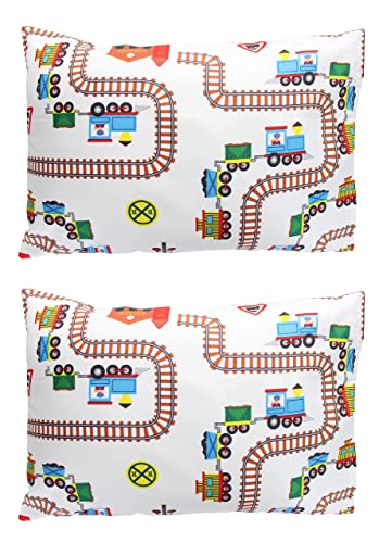 2-Pack Toddler Travel Pillowcases -100% Soft Microfiber, Breathable And Hypoallergenic - 14" By 20" Kids Pillowcases Fits Pillows 14X19, 13X18 Or 12X16, Choo Choo Train #TOP8