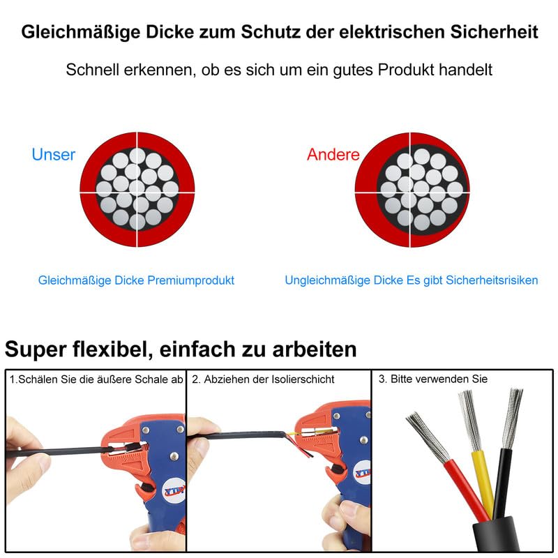 20 meter 20 AWG 3 x 0,5 mm² elektrische draad, 3-aderige kabel ondergrondse kabel 5 V/12 V/24 V stroomkabel, vertind koperen kabel, flexibel en zacht, lage impedantie, hoge temperatuurbestendigheid