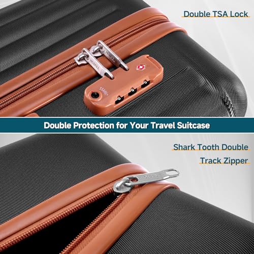 Image of Hoteel Luggage 6-piece Set, 360 Universal Suitcases with Wheels Hard Shell Suitcase with TSA Lock, Including Waterproof Luggage Bag, Travel Maletas for Men and Women,Black(16 /20 /24 /28Inch)