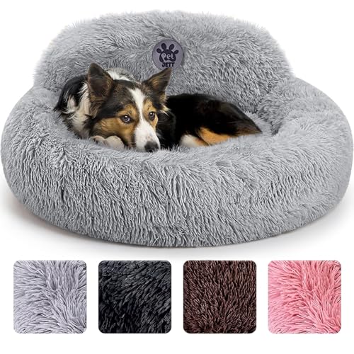 PetJett Calming Dog Bed Medium Size Dog - 30'' Donut Bed, Washable Dog Bed - Anti-Slip Super Soft...