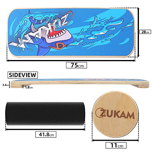Balance Board Trainer, Wooden Balancing Board with Workout Guide to Exercise and Build Core Stability, Wobble Board for Skateboard, Hockey, Snowboard & Surf Training - Image 5