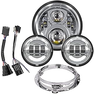 7 Inch LED Motorcycle Headlight with 4.5 Inch Fog Lights Passing Lamps DOT SAE Approved, Compatible with Harley Davidson Classic Electra Street Glide Fat Boy Road King Heritage Softail