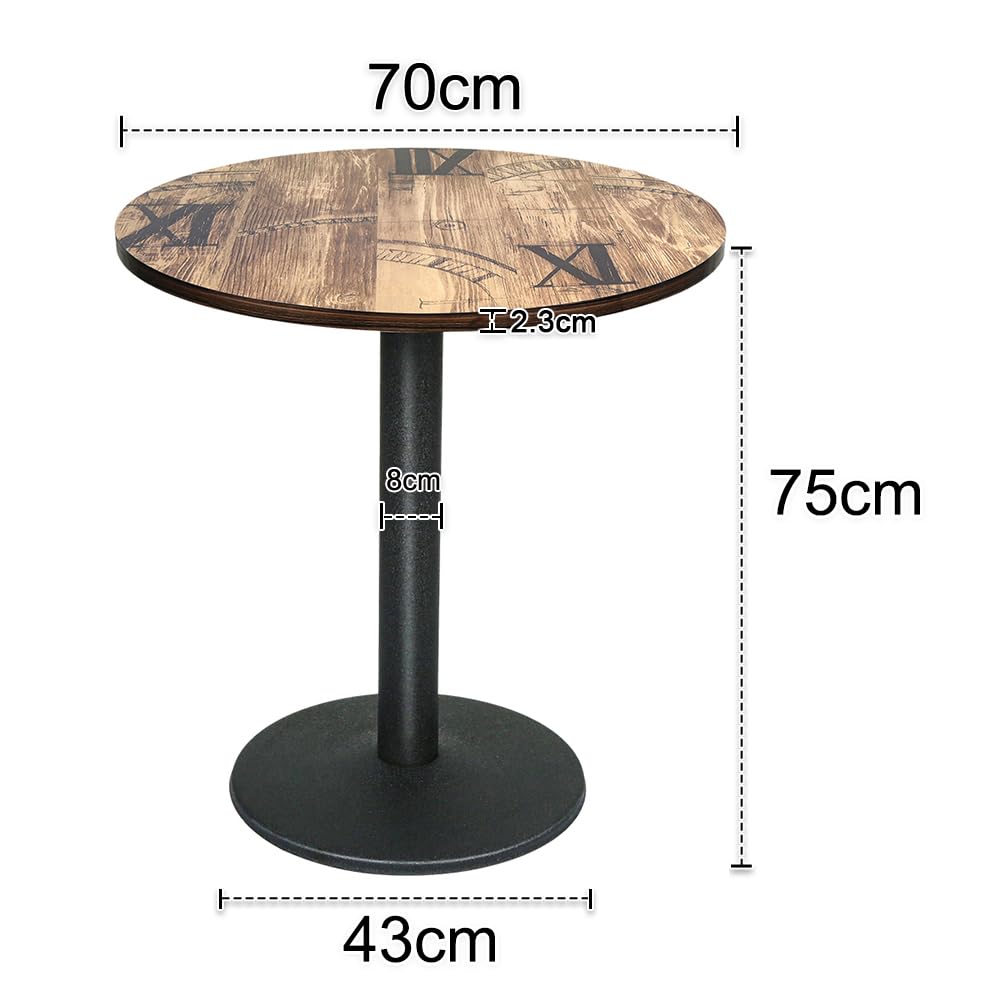 Table Ronde de Salle à Manger, 75 cm Table Ronde Bois, Style Moderne, pour Restaurant, Bistrot, Maison (Impression numérique Couleur Bois, 70x70x75CM)