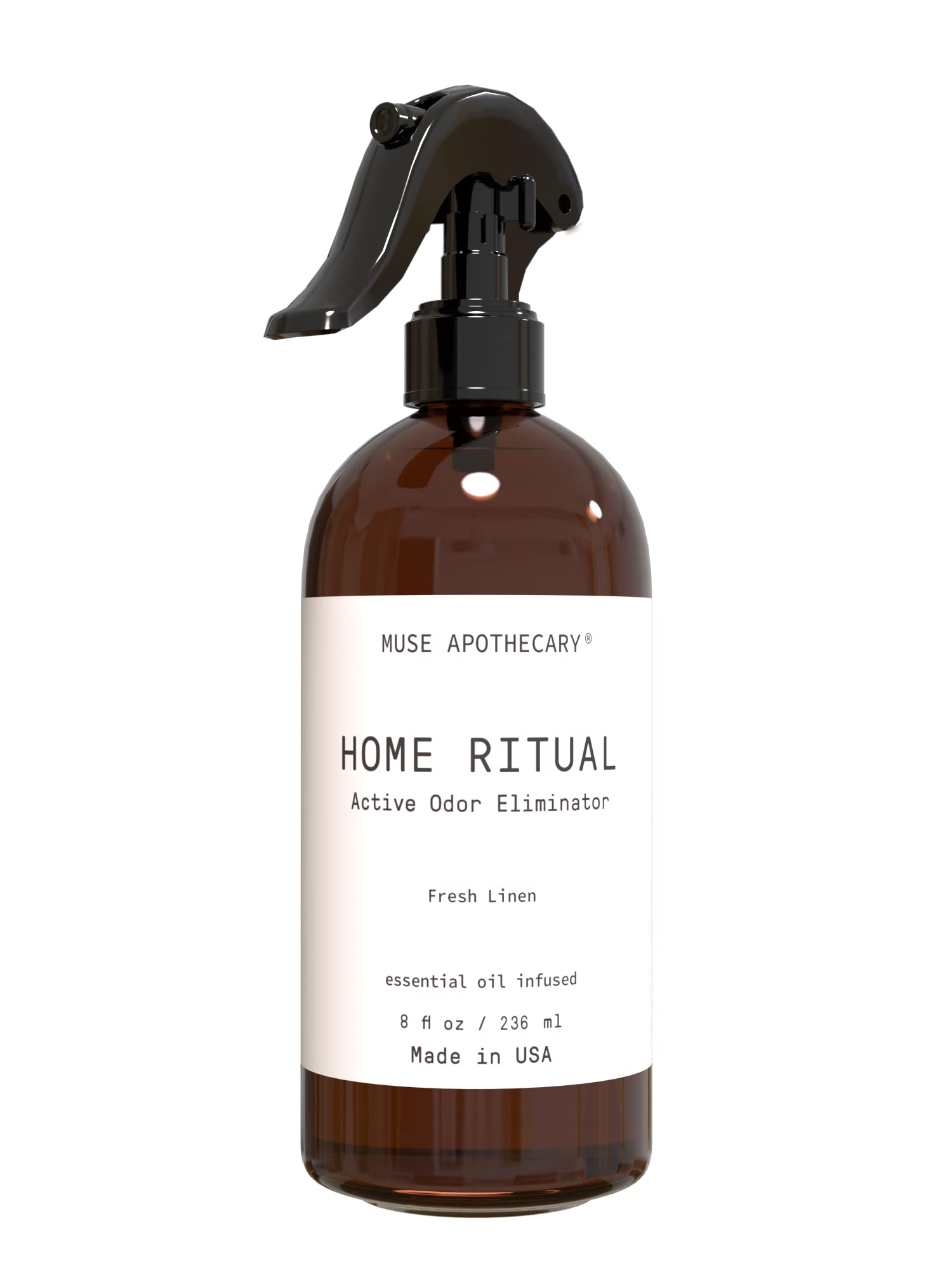 Muse Apothecary Home Ritual Active Odor Eliminator Spray - Odor Eliminator for Home - Furniture Deodorizer Spray & Bathroom Odor Eliminator - Essential Oil Air Freshener - 8oz, Fresh Linen