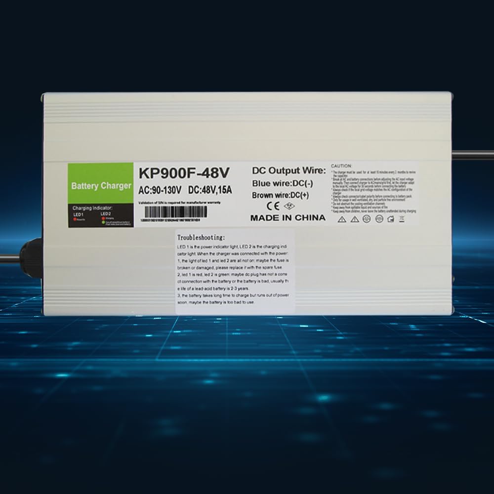 15 AMP Golf Cart Charger for 48 Volt EZGO RXV & TXT with 3 Pin Triangular Plug-Lead Acid Battery