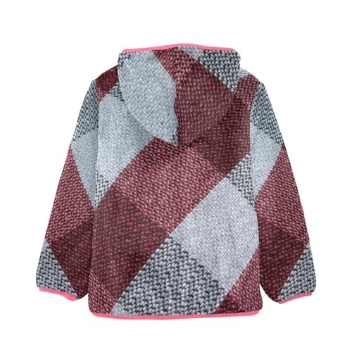 GuoChe Buffalo Plaid Tartan Check Scotland Retro Red Toddler Sherpa Jacket2