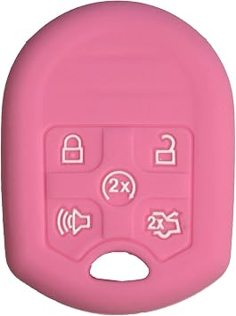 Key Fob Cover for Explorer Flex 5 Buttons Silicone Remote Case Protector Fit for Ford Focus Expedition Fusion Mustang Taurus Lincoln 2011 to 2019 5912560 5921186 5915218 5915217 5921295 Pink