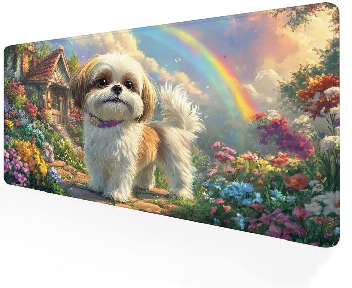 Tapis Souris Grand Format pour Bureau et Gaming Motif Chien Confortable 3mm