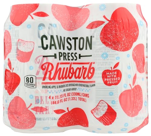 Cawston Press Sparkling Water, Rhubarb & Crisp Apple, 11 Fl Oz (Pack of 4)