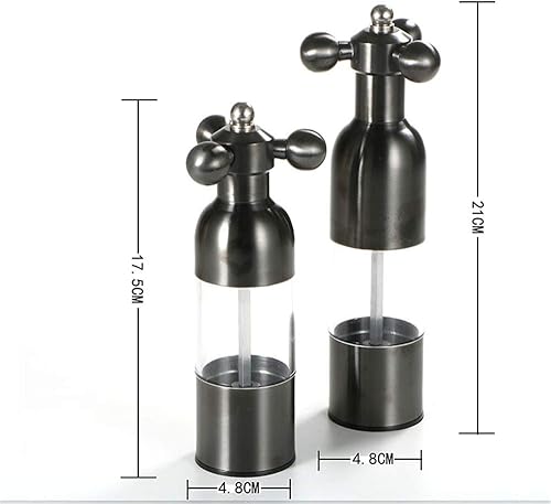Miniatura 2 de Molinillo de sal y pimienta, grifo manual de acero inoxidable con asa, grosor ajustable recargable, para el hogar, restaurante, barbacoa, negro, 2