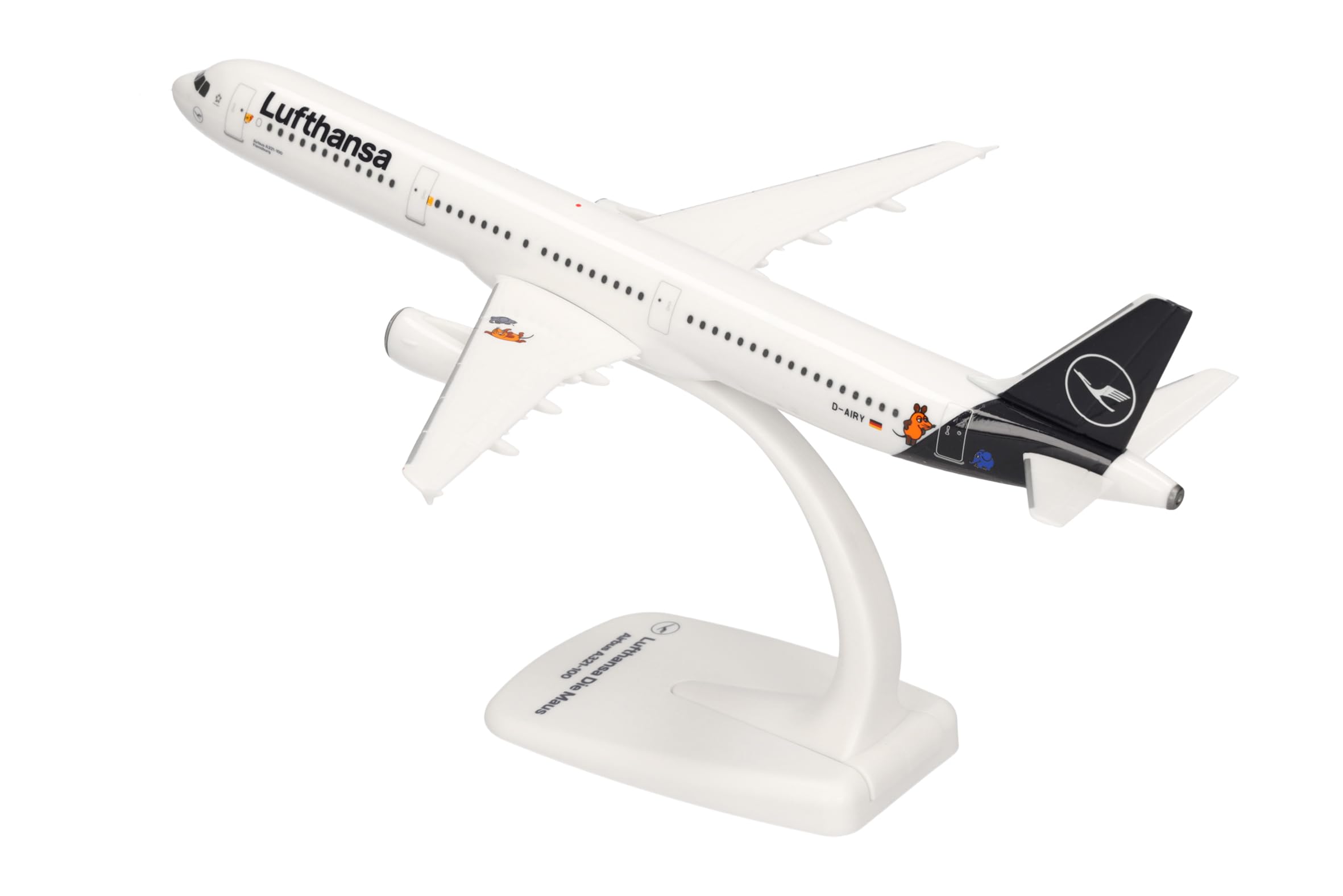 Herpa Snap-fit airplane model Airbus A321 Lufthansa The Mouse on
