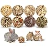 VESPRO Bunny Chew Grass Balls, Rolling Chew Toys for Small Animals, Natural Chew Grass Toys and Bunny Treats for Rabbits, Guinea Pigs, Chinchillas, Hamsters, Mice Teeth Grinding (8 Pcs)