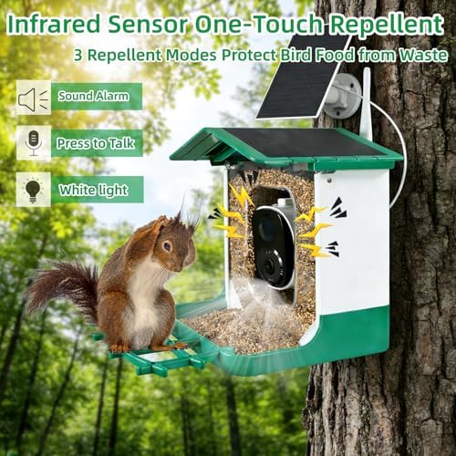 Bird Feeder with Camera, Squirrel Proof Bird Feeder Dual Solar Powered for Outdoors, AI Identify 11,000+ Birds, Real-Time Motion Detection,UHD Live Stream for Birdwatching-Gifts for Bird Lovers - 5