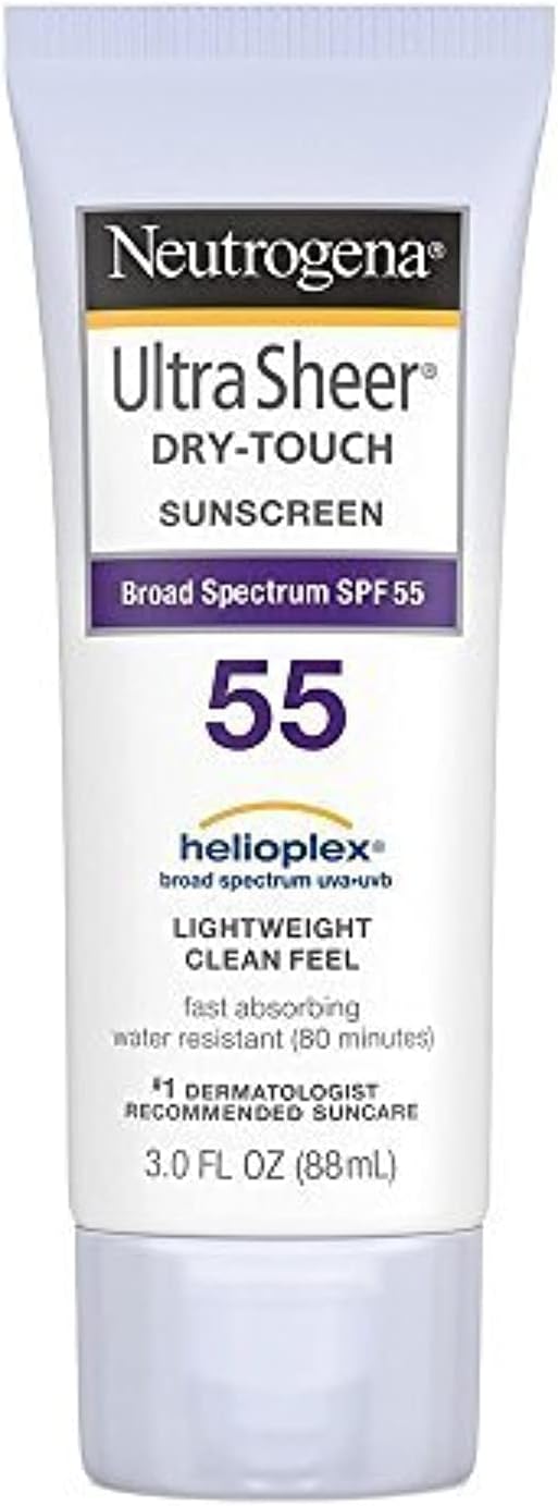 Ultra Sheer Dry-Touch Water Resistant and Non-Greasy Sunscreen Lotion with Broad Spectrum SPF 55, 3 fl. oz (Pack of 2)