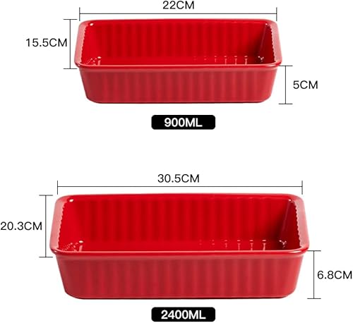 Miniatura 9 de Juego de 2 platos de cerámica para hornear, platos rectangulares para hornear, lasaña para cocinar, cocina, pasteles, cenas, banquetes y uso diario,