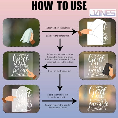 Image of JANES Matthew 19:26 with God All Things are Possible Decal, UV DTF Transfer Car Decal, Scripture Car Window Stickers, God Car Decals for Women Men, Christian Car Stickers, Faith Car Decals for Trucks