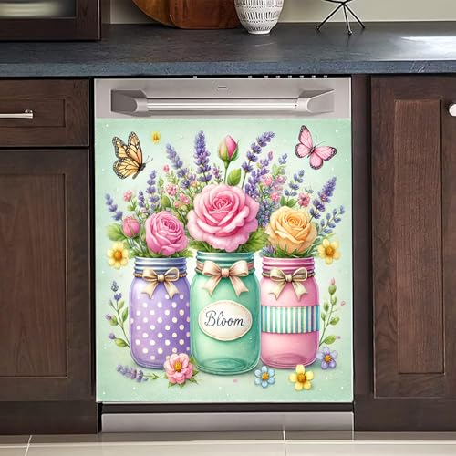 Image of BVBOX Dishwasher Magnet Cover 23 inchx26 inch, Reusable Magnetic Refrigerator Covers, Decorative Magnets Cover Fridge Door Skin Panel Stickers for Home Kitchen Appliance