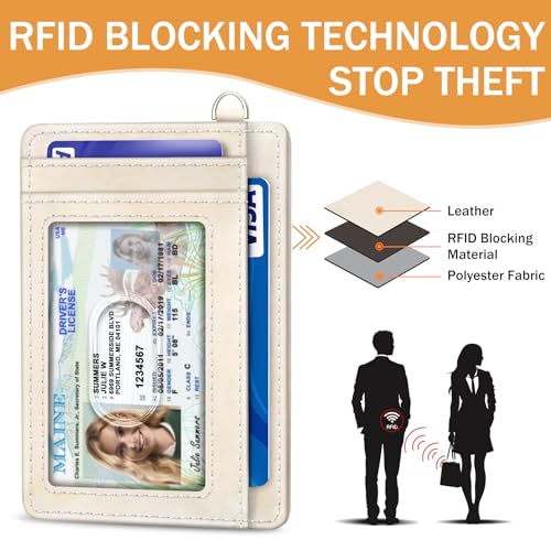 Sunrise Mountain Credit Card Holder Slim Wallet, RFID Wallet Women Front Pocket Wristlet Lanyard, Small Card Holder Travel Funny Cute Thin Card Case ID Window PU Leather Card Organizer Gifts