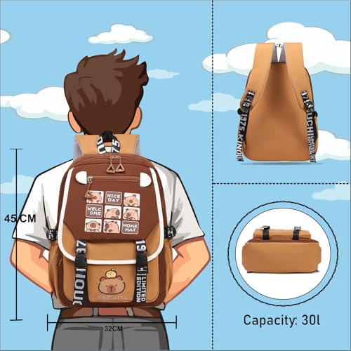 Image of Tinytot 30 Litre, Japanese Korean Style Capybara Niche College Students Light weight School bag Women's Travel Backpack