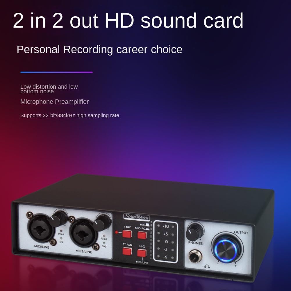 VENEKA Karta dźwiękowa Zewnętrzny interfejs audio USB 2 w 2 wyjściach USB karta dźwiękowa do komputera sterownik nagrywanie z miksera karaoke