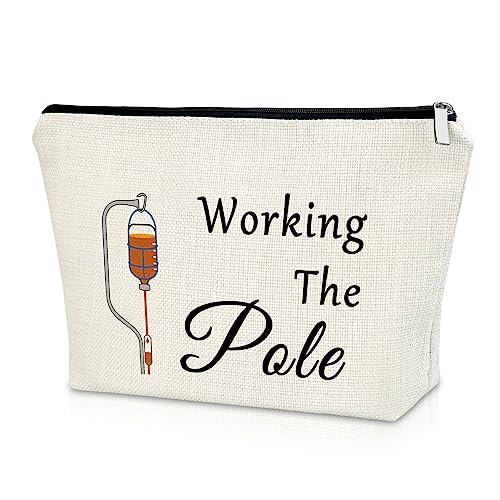 Sazuwu Nurse Practitioner Gifts for Women Funny Makeup Bag Nurse Appreciation Week Gifts Working the Pole Thank You Graduation Birthday Cosmetic Travel Bag