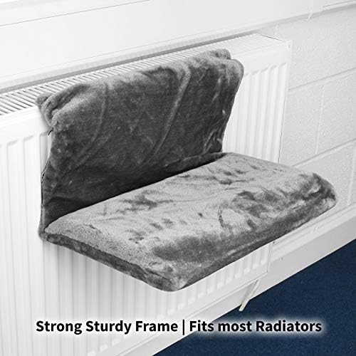 ALBERT AUSTIN Cat Beds For Indoor Cats Hanging | Luxury Cat Radiator Bed | Warm Cat Bed Fleece | Cat Radiator Bed Keeps Cat Warm | Radiator Cat Bed Easy To Install Grey