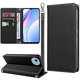 MINIKA AQUOS Wish5 用 ケース 手帳型 ストラップ付き 高級レザー あくおすうぃっしゅ5ケース 手帳型 アクオスwish5ケース SH-52F スマホケース 耐衝撃 おしゃれ カード収納 横置きスタンド機能 内蔵マグネット 開閉式 両面 360度 全面保護 上質な手触り 擦り傷防止 汗や指紋防止 耐汚れ（ブラック）