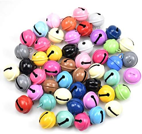 50 Pieces Jingle Bells, Christmas Large Craft Bells for Ornament, DIY Colourful Bells for Festival Decoration, 22 mm Metal Tinkle Bell for Party, Jewelry Making, Baby, Dog Cat Collars