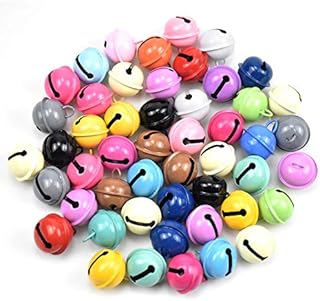 50 Pieces Jingle Bells, Christmas Large Craft Bells for Ornament, DIY Colourful Bells for Festival Decoration, 22 mm Metal Tinkle Bell for Party, Jewelry Making, Baby, Dog Cat Collars