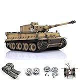 Direction pivotante. TOUCAN RC HOBBY Pro.Edition RTR Henglong 1/16 Jaune TK7.0 Version métallique améliorée Tiger I RTR RC Tank 3818 BB Airsoft Effet fumée IR Combat avec Sticter