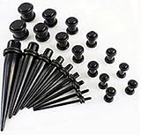 Kit de 23 extensores de acrílico UV, color negro y azul, con doble junta tórica.