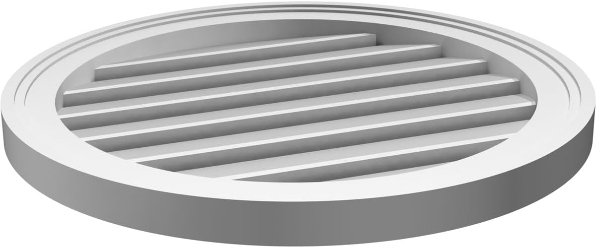 Ekena Millwork GVPRO22X2202SF Round Surface Mount PVC Gable Vent, 22"W x 22"H, Factory Primed White
