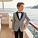Boys Tuxedo Blazer Kids Jacket Slim Fit Fashion Beige Gray Suit Party Tux Toddler Bow Tie Patterned Coat Prom Formal Dress 12