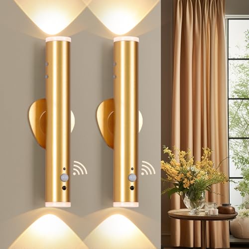 DESGNT Lampada da Parete LED Interna Senza Fili con Telecomando e Sensore di Movimento - 3 Modalità Magnetica per Scale, Soggiorno, Camera