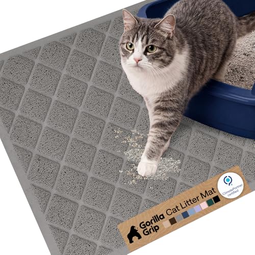 GORILLA GRIP Cat Litter Box Mat, Cushioned Coil Mesh Litter