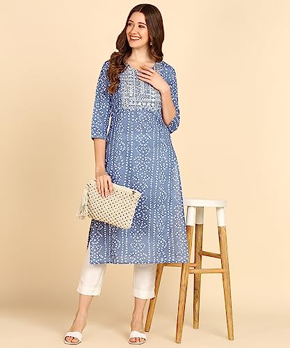 Image of Maaesa Printed Cotton Kurta for Women