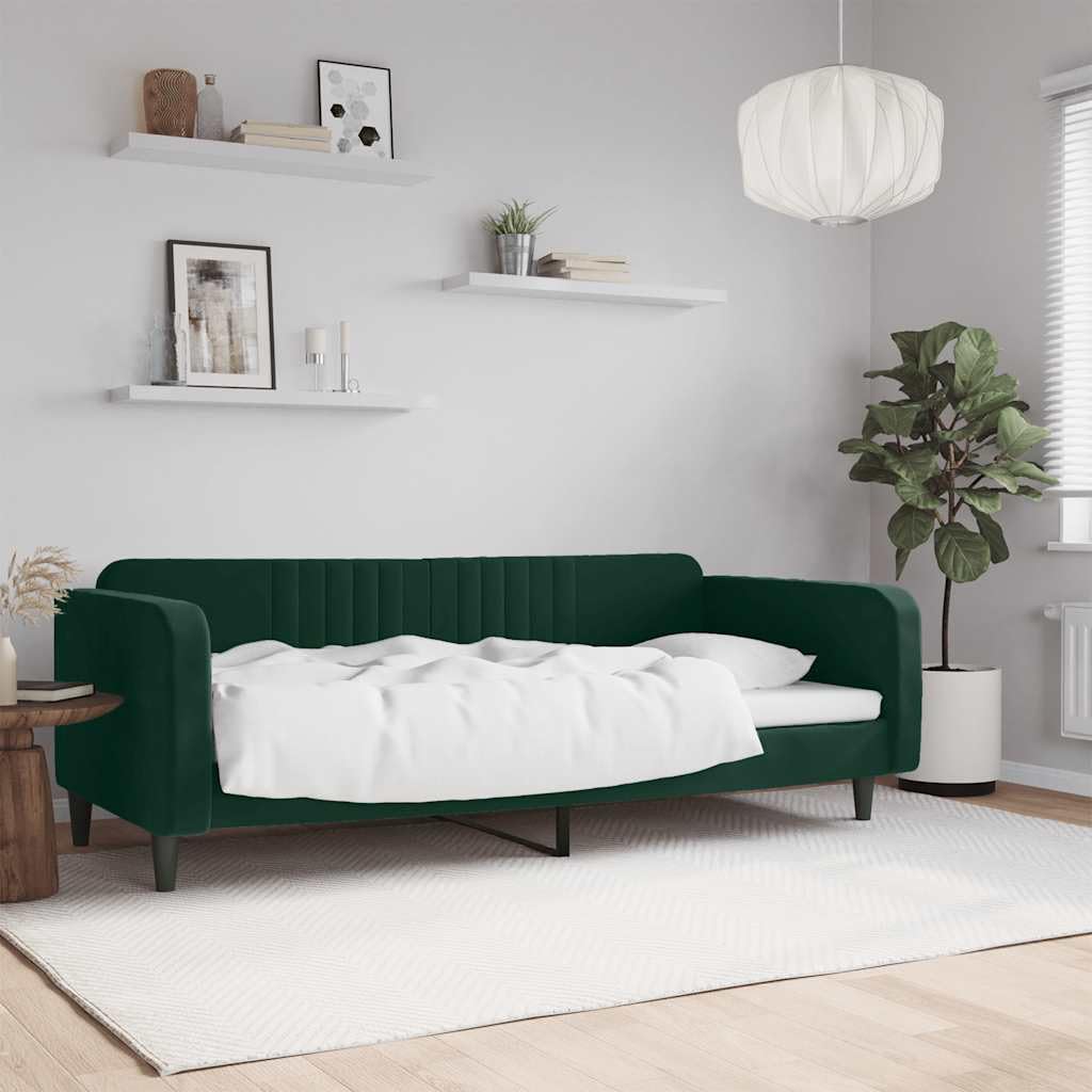 Velluto Trasformabile 2 in 1 Divano Letto Verde Scuro 90x200 cm