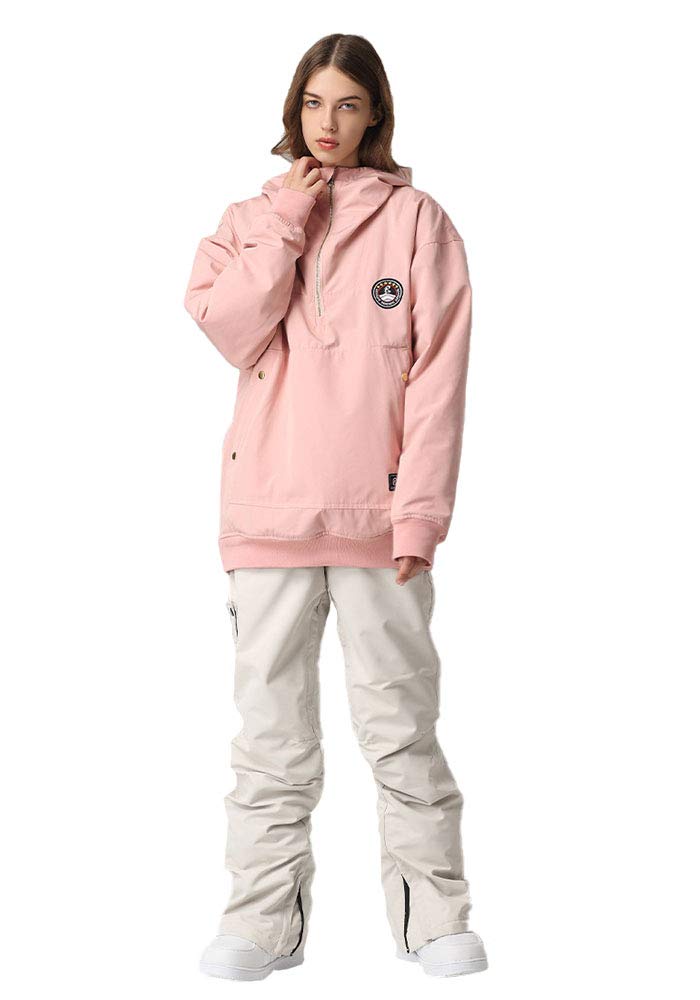 JELEUON Women Men Waterproof Winter Warm Thick Snowboard Pants Outdoor Hiking Ski Pants Skiing Breathable Ski Trousers XL Beige