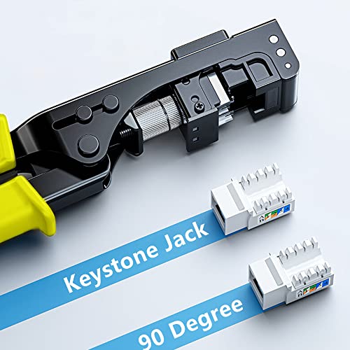 Yankok [90 Degree Keystone Jack Punch Down Tool] 5098Y SPECIFIC MODULAR FIT CAT5/5e and CAT6/6A Adapter Fast Termination Crimper, One Hand Operation with Quick Lock Yellow by Yankok - Image 3