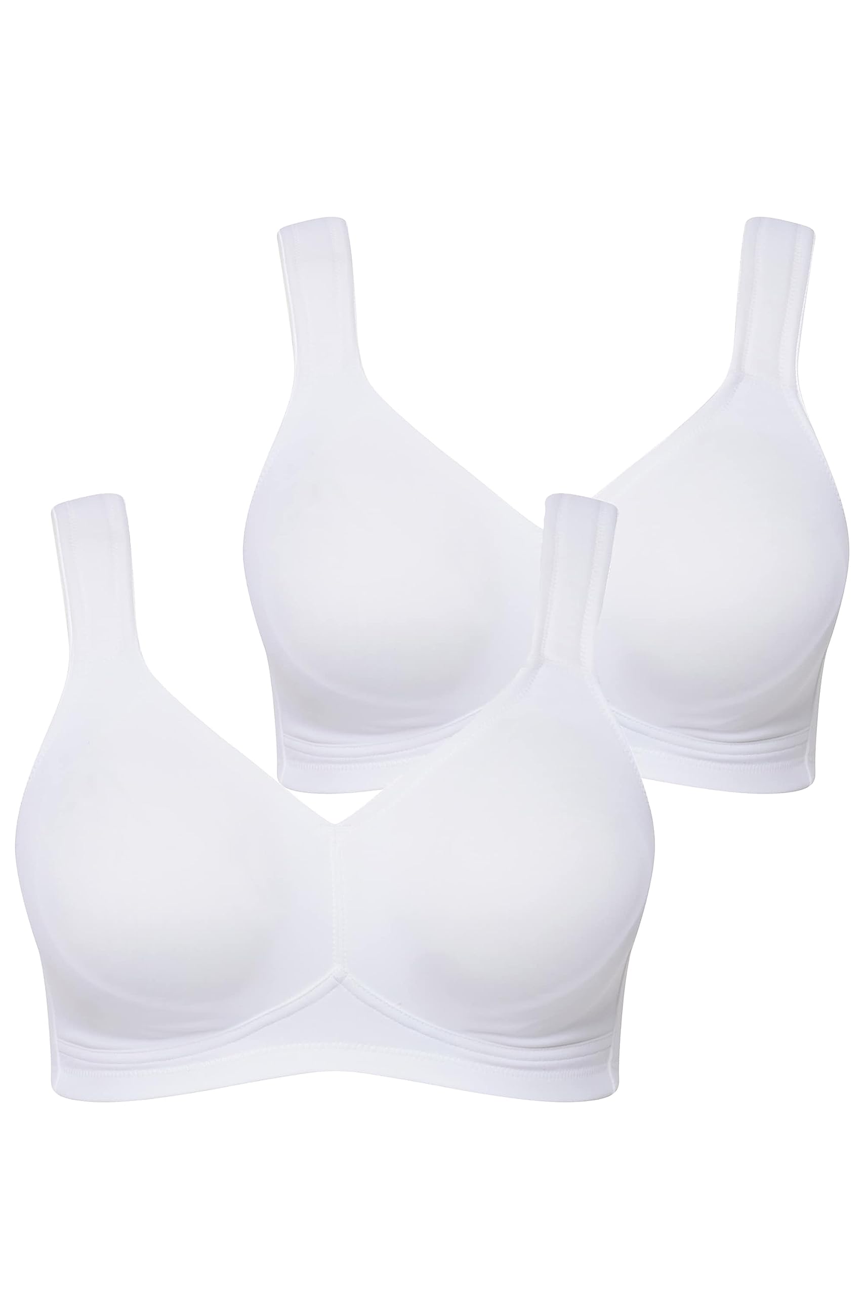 Ulla Popken Mikrofaser-BH, 2er Pack Cup C-D Bra, Snow White