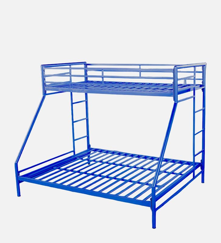 Image of Twin Over Twin Metal Bunk Bed | Bunk Bed Without Storage for Kids & Adult | Double Decker Cot for Kids Room | Space-Saving | Metal Bunker Cot (Mattress Not Included) (Base Blue M)